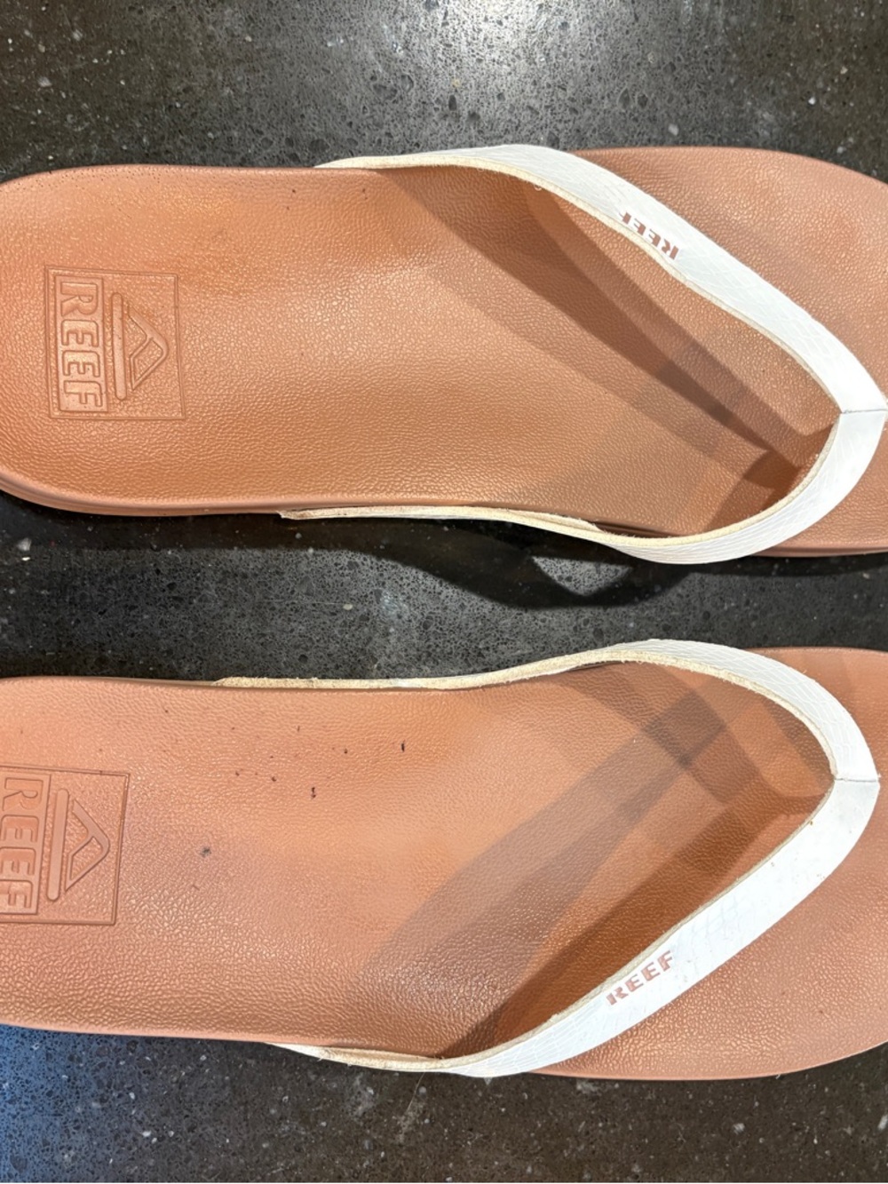 Reef Women’s Brown Footbed Sandals with White Straps